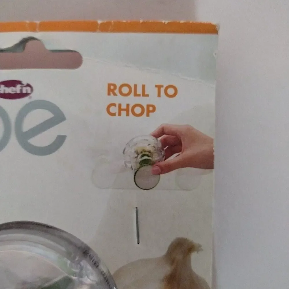 Chef'n Vibe Garlic Chopper Clear Manual Push Roller Kitchen Tool Gadget